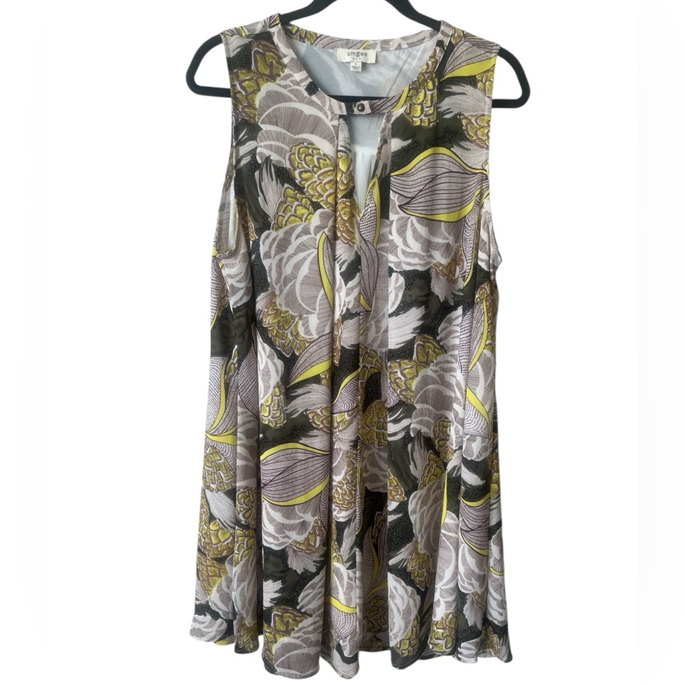 SOLD Umgee Tropical Print Sleeveless Shift Dress Size Large